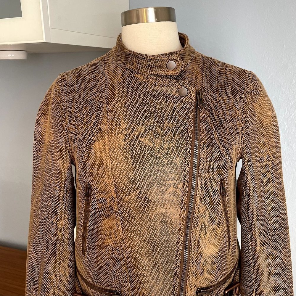 Free People Snake Skin Fenix Moto Jacket in Black Combo - Picture 7 of 13